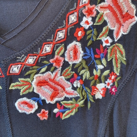 Coldwater Creek Maxi Embroidered Brown Prairie Dress - Picture 2 of 5